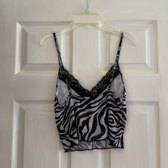 Zebra mesh lace camisole cropped tank top - Picture 3 of 4